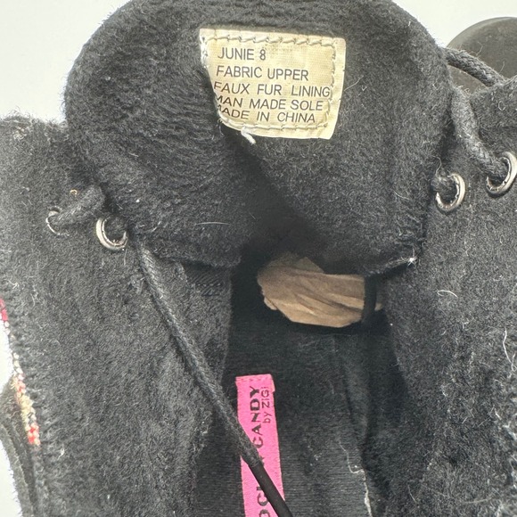 Rock & Candy Junie Black Lace Up Ankle Boots Fold Down Plaid Trim Women's Size 8 - Picture 13 of 13